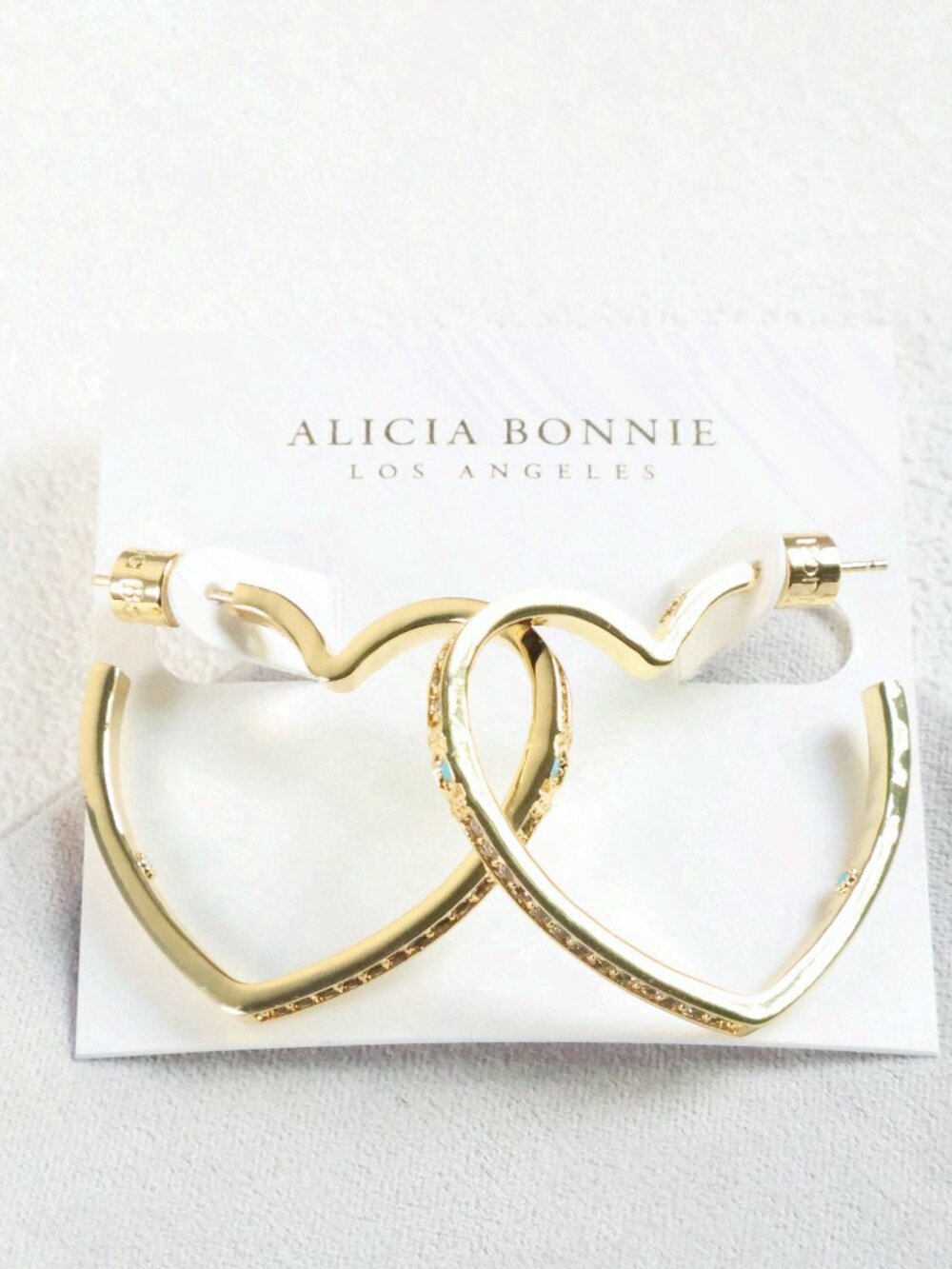 Alicia Bonnie Gold Crystal Amora Hoop Earrings NEW